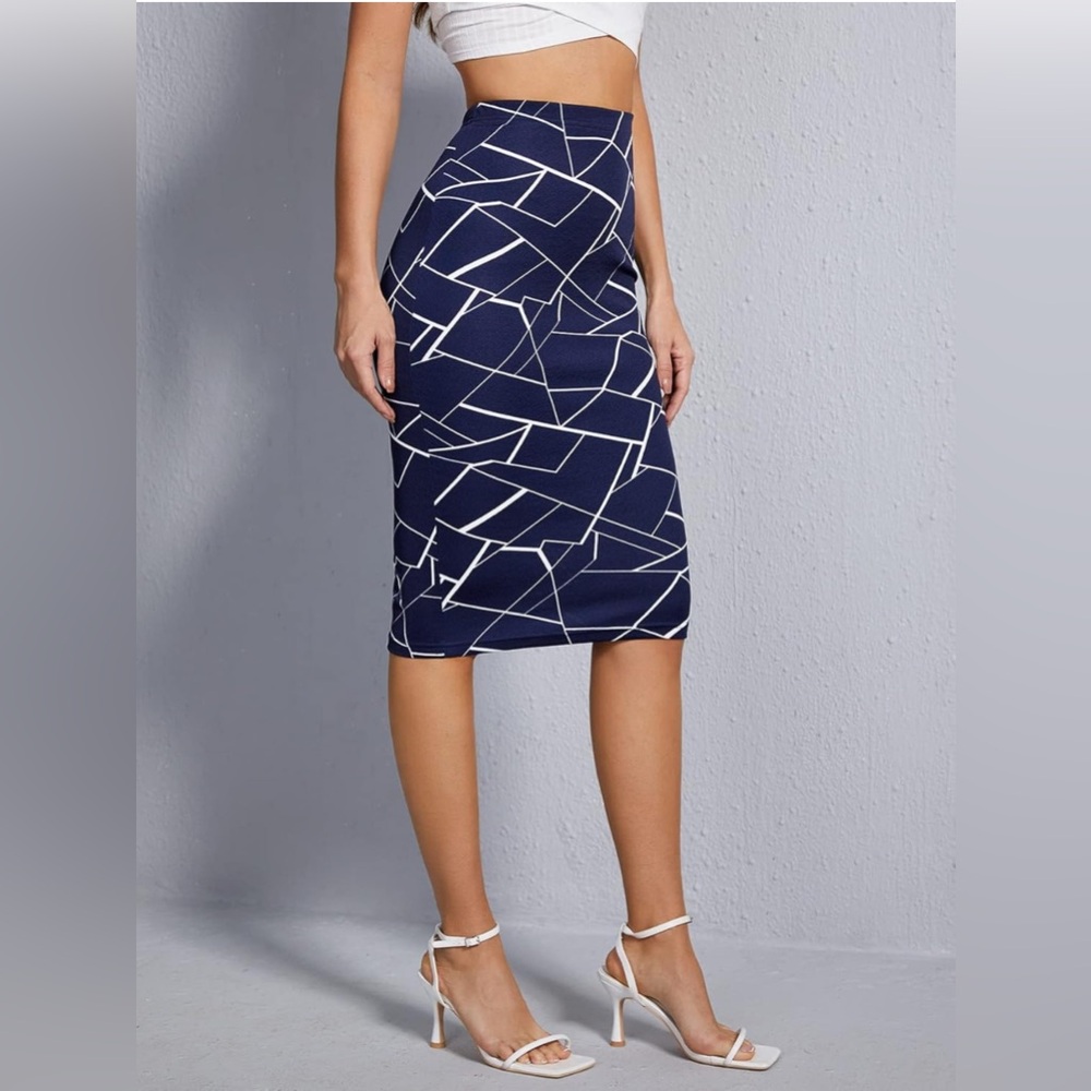SHEIN Allover Geo Print Pencil Skirt